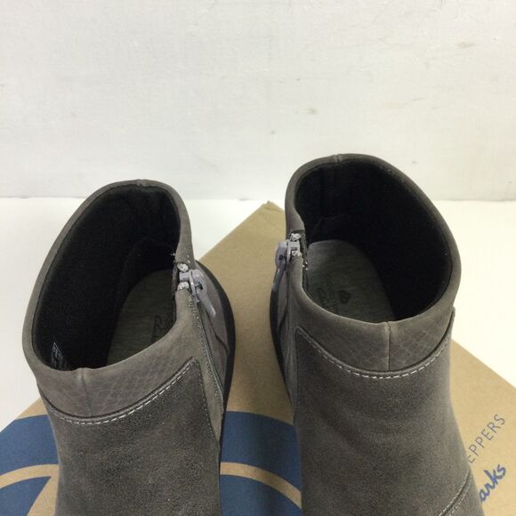 Clarks Women's SILLIAN 2.0 HI Crossed straps Side zipper Ankle Boots Gray 6M NWB - Picture 5 of 9
